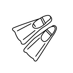 Underwater Exploration: Diving fins depicted in crisp outline against a clean backdrop, offering a visual invitation to explore the depths, encapsulating a sense of adventure and aquatic exploration.