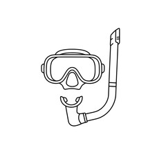 Snorkeling Gear: A simple line drawing of a diving mask and snorkel, perfect for summer vacation planning.