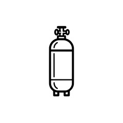 Compressed Gas Cylinder Icon: A simplified illustration of a compressed gas cylinder, designed for industrial applications, depicting safety and containment.