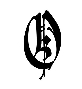 Letter o, in the Gothic style. Vector. Alphabet. Calligraphy and lettering. Medieval Latin letter. Logo for the company. Monogram. Elegant font for tattoo.