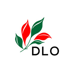 Modern Leaf Logo Design with Red and Green Colors, DLO Later Logo, Nature Inspired Minimalist Logo Template, Professional Plant Logo for Business Branding.
