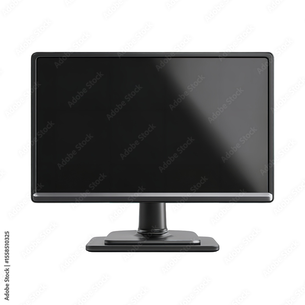 Fototapete Black computer monitor screen display technology desktop pc flat panel lcd led electronics equipment device 1080p on transparent background