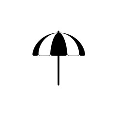 Simple Umbrella Icon: A minimalist silhouette of an open umbrella, perfect for representing protection, shade, and summer activities.