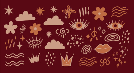 Abstract Hand-Drawn Elements Collection, Boho Style