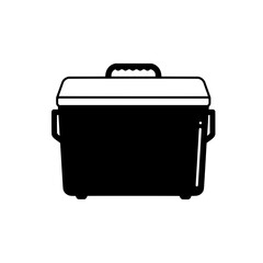 Cooler Silhouette: A minimalist, high-contrast depiction of a portable cooler, ideal for conveying themes of travel, refreshment, and outdoor activities. 