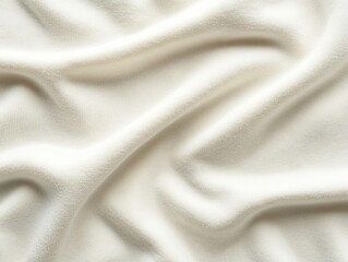 Fototapeta premium Crumpled Ivory Fabric: A close-up showcases the gentle folds and soft texture of a light-colored material.