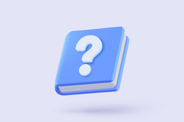 3d books tool simplicity icon signs for instruction manual paperwork. paper document sheet missing question or ask FAQ and QA answer solution concept. 3d document form icon vector render illustration