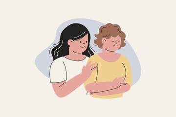 Illustration of Woman Comforting Sad Friend