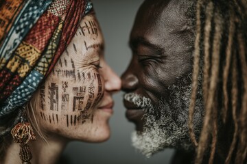 The image showcases intricate ethnic jewelry and braided hairstyles. The diverse textures and colorful patterns convey a sense of cultural richness and artistic expression.
