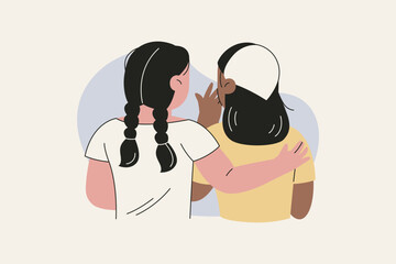 Illustration of White Woman Comforts Her Best Friend