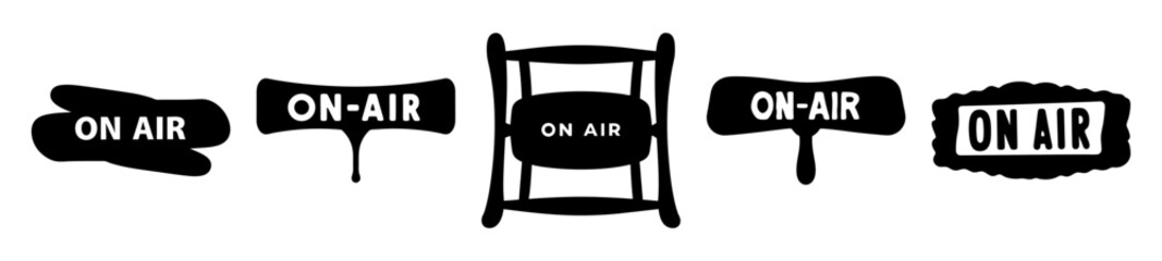 Five black and white on air icons and chair vector illustration isolated