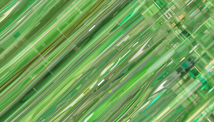 Vibrant Abstract Green Stripes with Light Reflections and Patterns