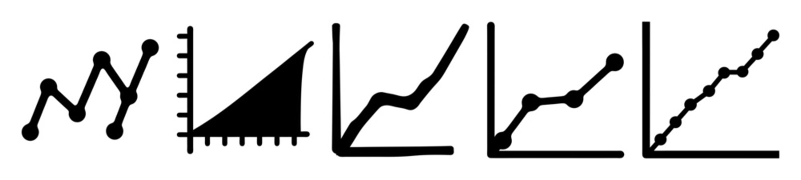 Various types of stylized business graphs and charts showcasing data visualization