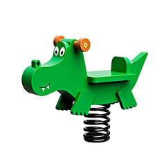 Naklejka premium Funny green crocodile playground spring rider for toddlers – isolated object