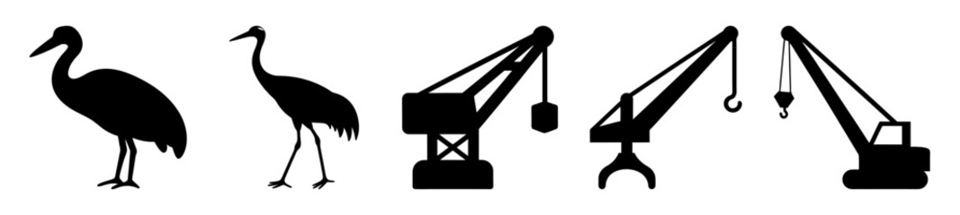 Silhouetted Storks and Cranes Juxtaposed with Cranes of a Different Kind