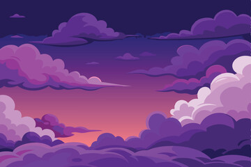 Purple Sunset Sky Dreamy Cloudscape Illustration