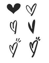 Heart doodles. Hand drawn hearts collection. Love illustration designs.

