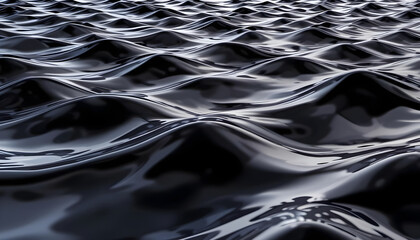Glossy Black Waves Reflecting Light on Calm Water Surface Texture