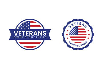 Veteran Owned Business Stamp Design with Patriotic Theme for Military Veterans and Small Business