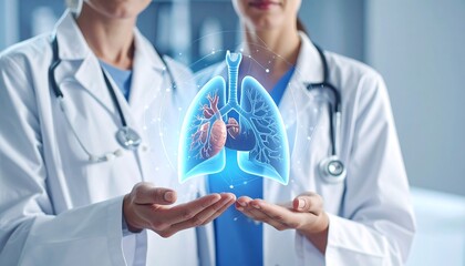 Doctors hold 3D lungs