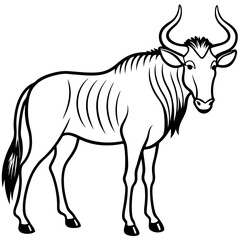 Wildebeest Animal Line Drawing Icon