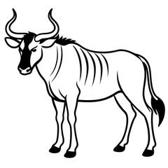 Wildebeest Animal Line Drawing Icon