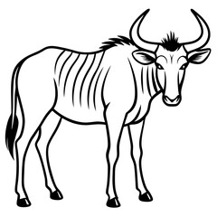 Wildebeest Animal Line Drawing Icon