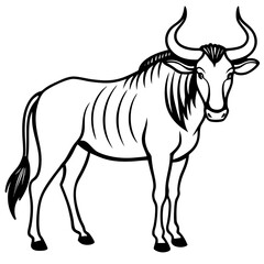 Wildebeest Animal Line Drawing Icon