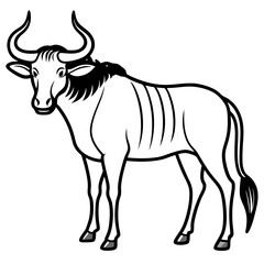 Wildebeest Animal Line Drawing Icon