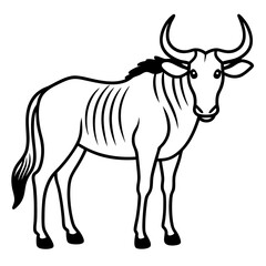 Wildebeest Animal Line Drawing Icon