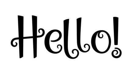 HELLO! black vector hand lettering banner