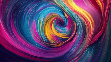 Striking Abstract Swirl of Vibrant Colors Radiating from a Central Point