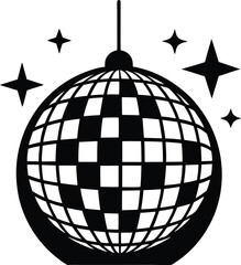 disco ball silhouette, sparkle effect icon, party decor silhouette