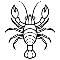Yabby Crustacean Outline Vector Design