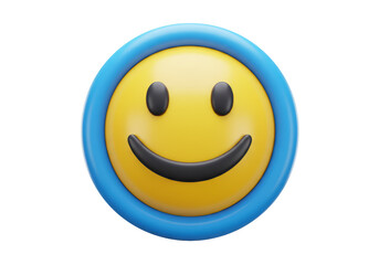 Isolated Cheerful Yellow Smiley Face with Blue Border