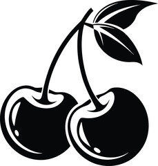 cherry fruit icon, cherry silhouette vector, fruit logo illustration