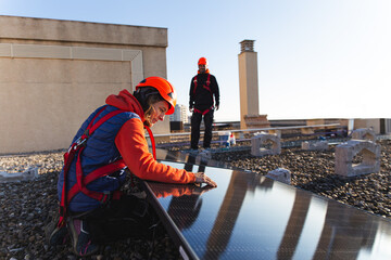 Rooftop solar panel installation and maintenance work