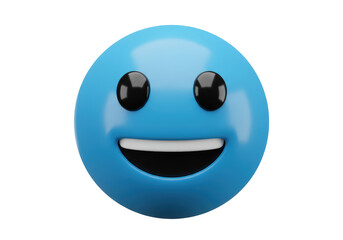 Isolated Cheerful Blue Smiley Face 3D Render