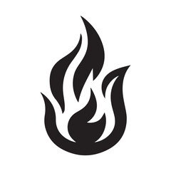 Black Fire Flame Silhouette Icon Isolated on White Background Vector Illustration for Logo and Graphic Design