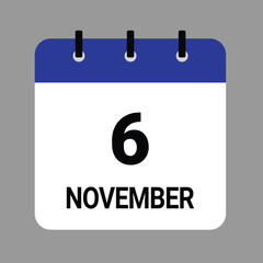 NOVEMBER-06- Daily Calendar Icon - White Background