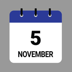 NOVEMBER-05- Daily Calendar Icon - White Background