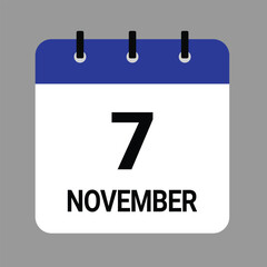NOVEMBER-07- Daily Calendar Icon - White Background