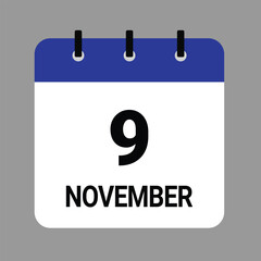 NOVEMBER-09- Daily Calendar Icon - White Background