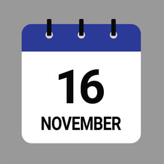 NOVEMBER-16- Daily Calendar Icon - White Background