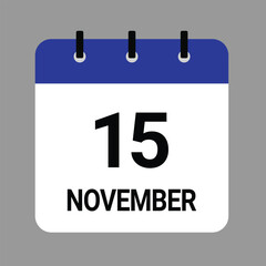 NOVEMBER-15- Daily Calendar Icon - White Background