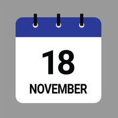 NOVEMBER-18- Daily Calendar Icon - White Background