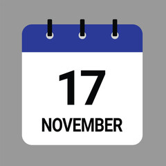 NOVEMBER-17- Daily Calendar Icon - White Background