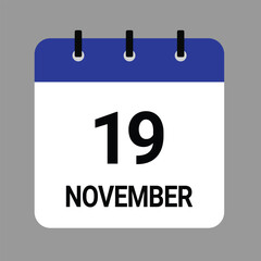 NOVEMBER-19- Daily Calendar Icon - White Background