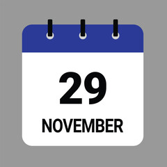 NOVEMBER-29- Daily Calendar Icon - White Background