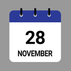 NOVEMBER-28- Daily Calendar Icon - White Background